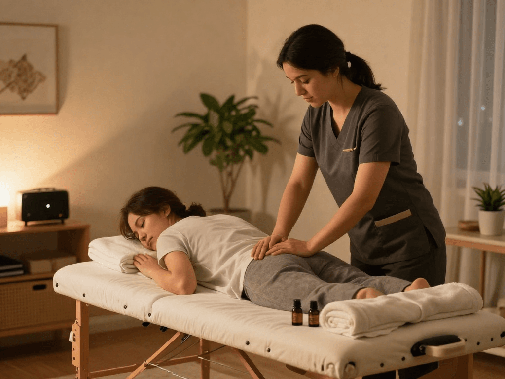 Providing 수원출장마사지 in a serene home setting with a professional therapist.