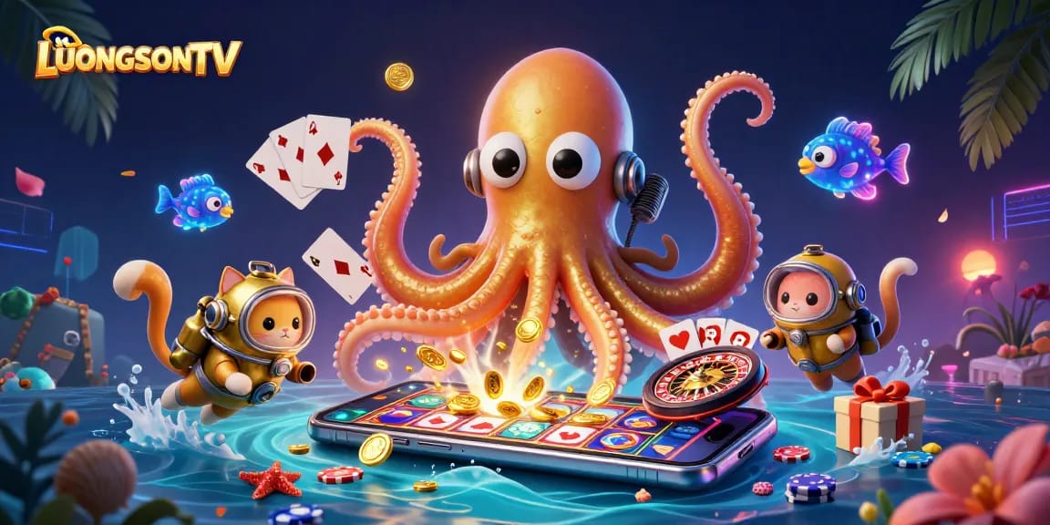 LUONGSONTV showcases an exciting monster-themed gaming adventure, featuring vibrant casino elements.