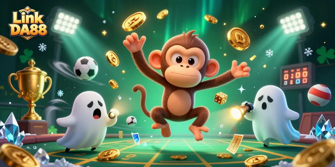 Experience thrilling wins at Link DA88 with animated ghosts, sports elements, and casino excitement!