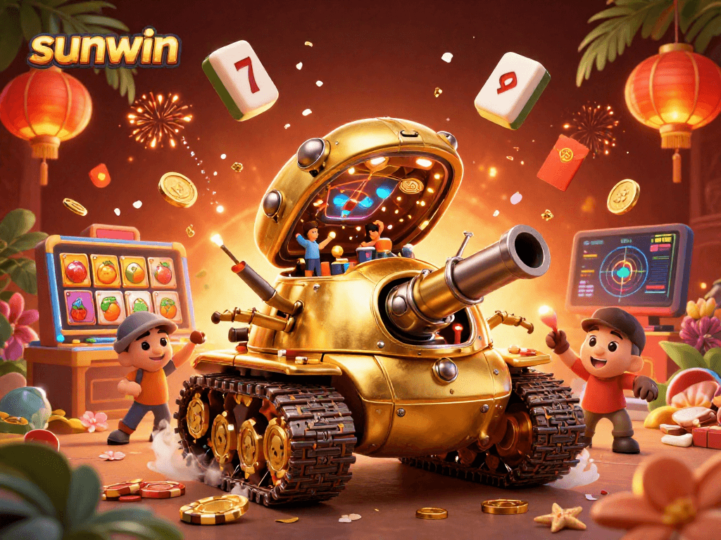 Win big at sunwin with our vibrant 3D casino illustration featuring a golden beetle tank!