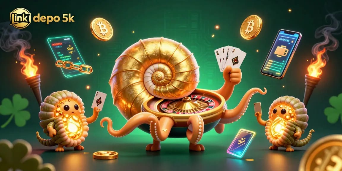 Spin, win, and discover link depo 5k with dynamic casino action and glowing gold elements.