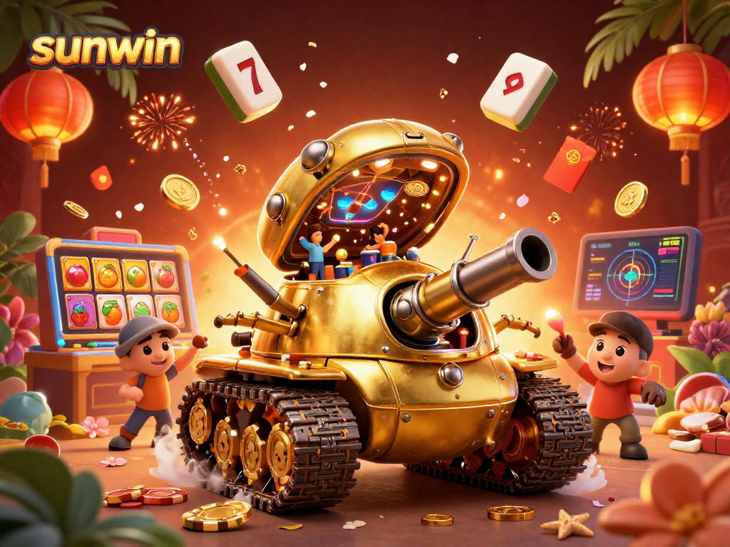 Win big at sunwin with our vibrant 3D casino illustration featuring a golden beetle tank!