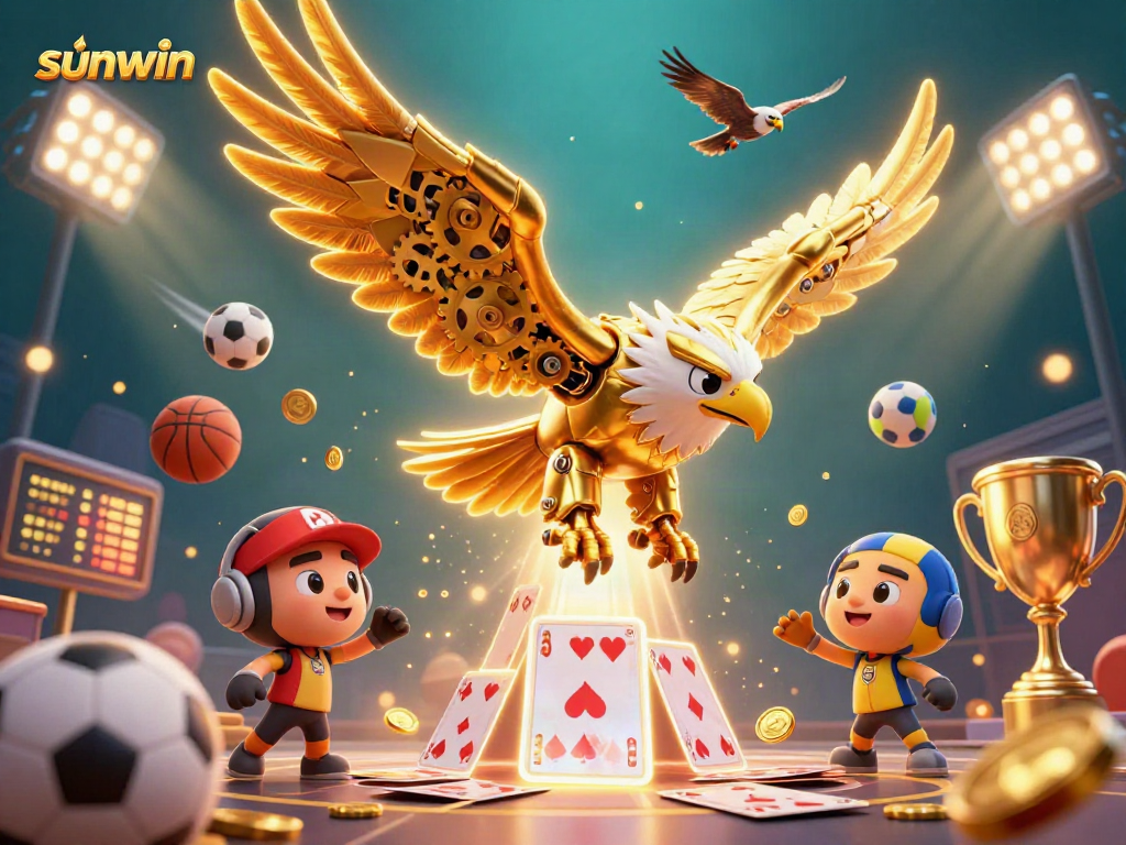Engage with sunwin's vibrant 3D digital illustration showcasing dynamic casino gaming action.