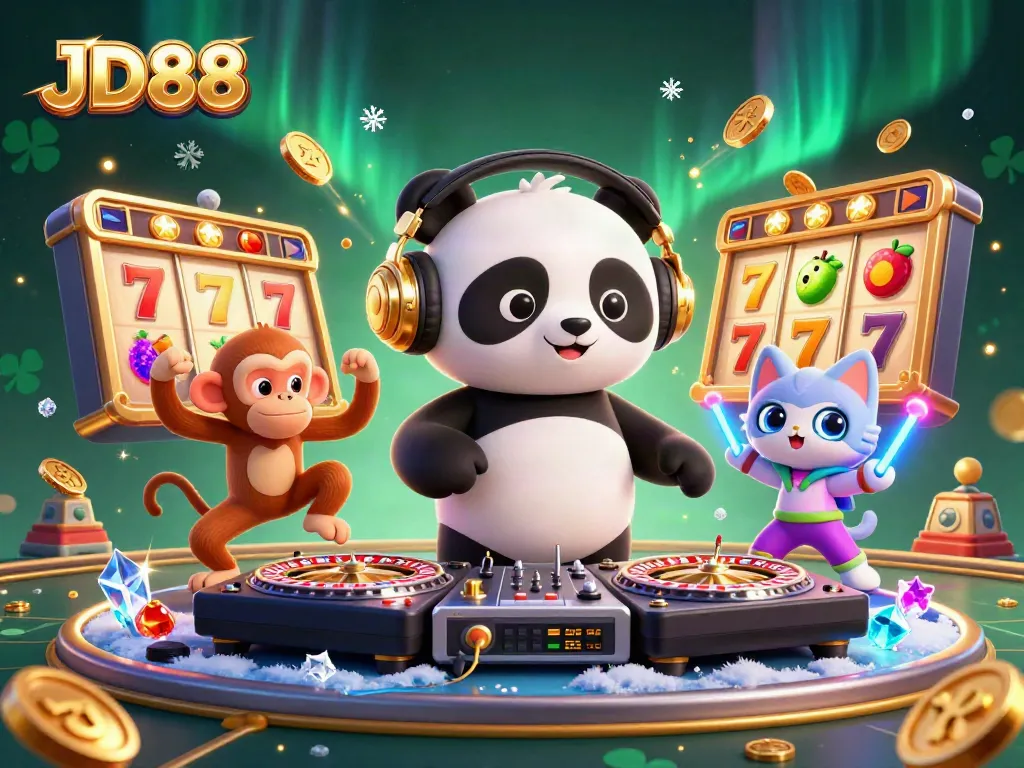 JD88 spins towards jackpots with lively characters in a vibrant 3D casino world.
