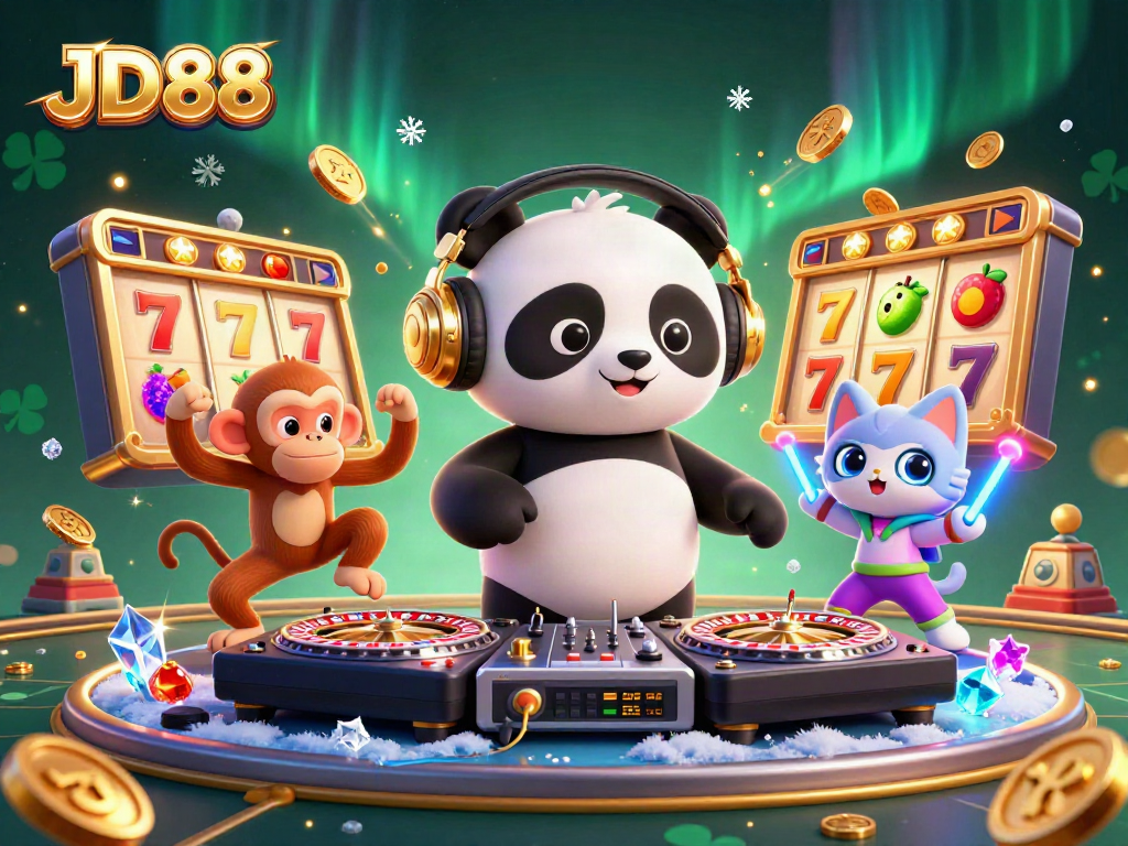 JD88 spins towards jackpots with lively characters in a vibrant 3D casino world.