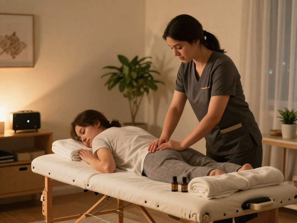 Providing 수원출장마사지 in a serene home setting with a professional therapist.