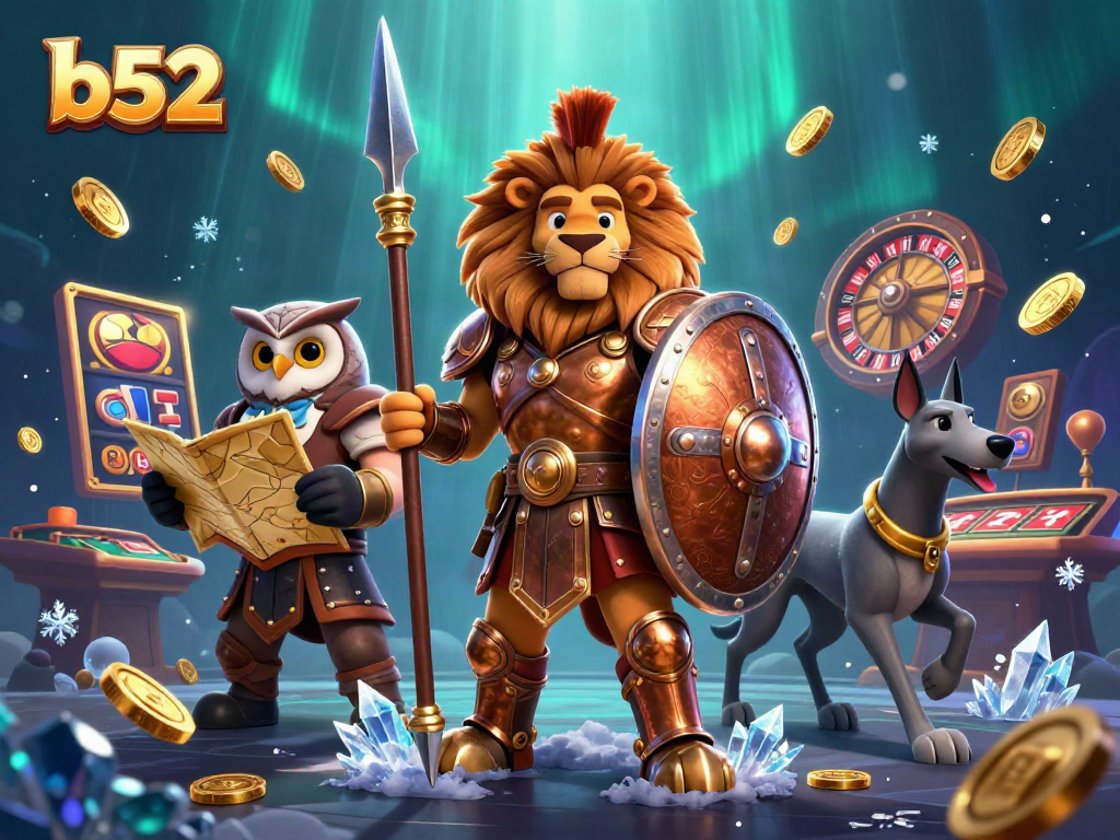 Compete at B52 with thrilling slot and jackpot games illustrated in a dynamic 3D setting.
