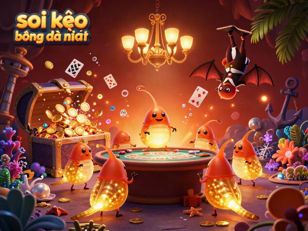 Engage in strategic betting with soi kèo bóng đá mới nhất as glowworms illuminate a vibrant cave casino scene.