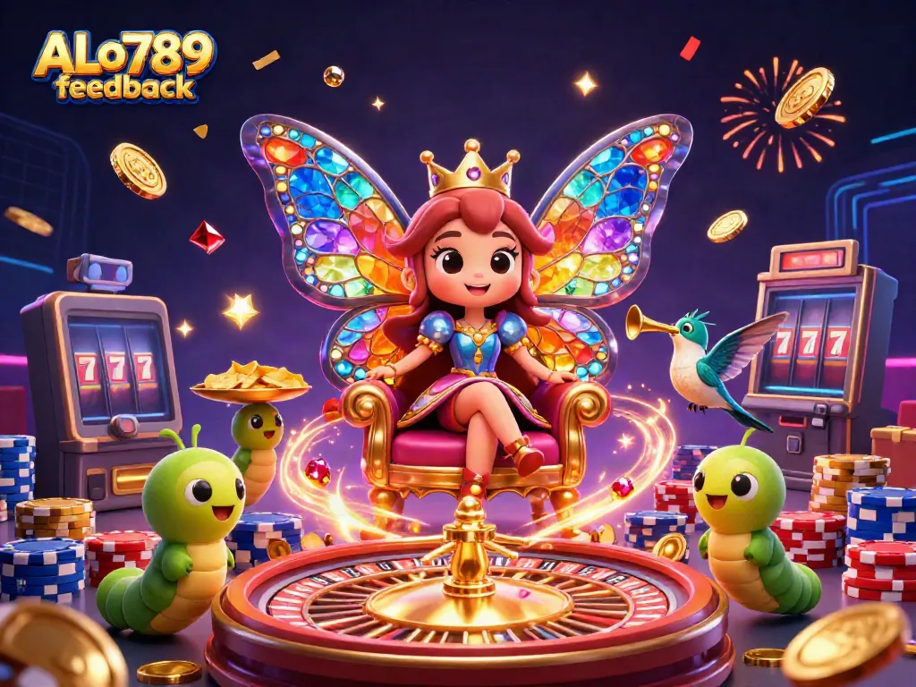 Engage in winning strategies with ALo789 feedback in a magical casino kingdom scene