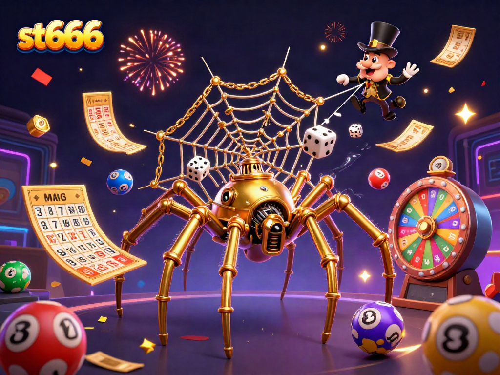 Experience st666’s exciting casino action with a 3D illustration of winning moments and lottery thrills.