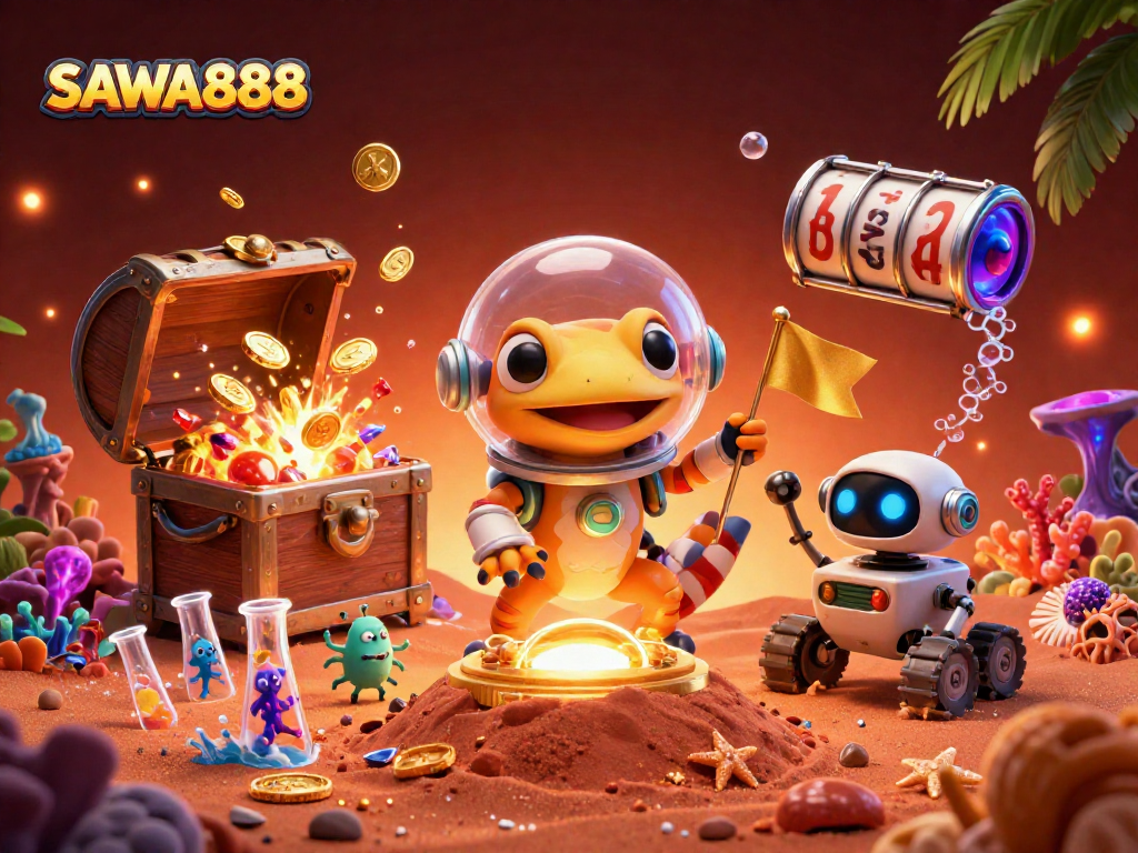 SAWA888 brings excitement to your gaming experience with a vibrant Martian casino scene.