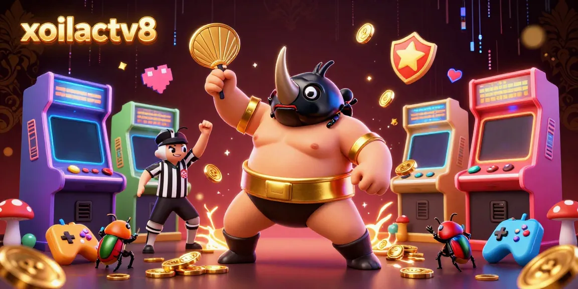 Watch the xoilactv8 champion stomp, sending golden coins flying in a vibrant casino scene.