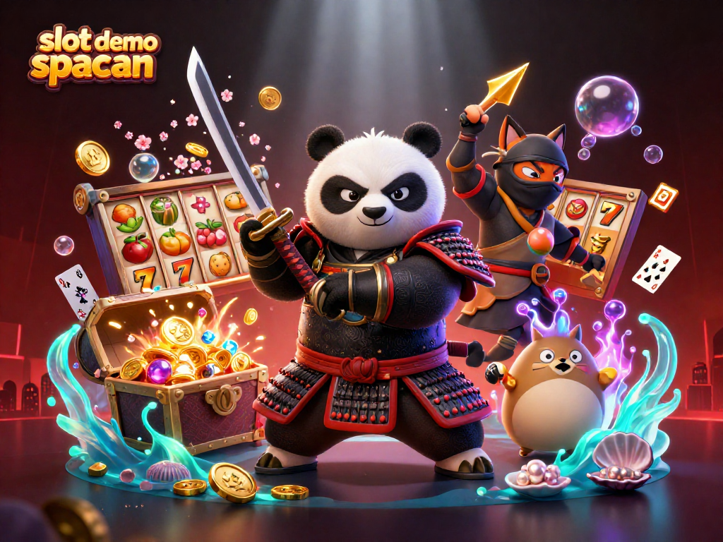 Engage with slot demo spaceman in this colorful 3D casino illustration featuring samurai panda and ninja fox.