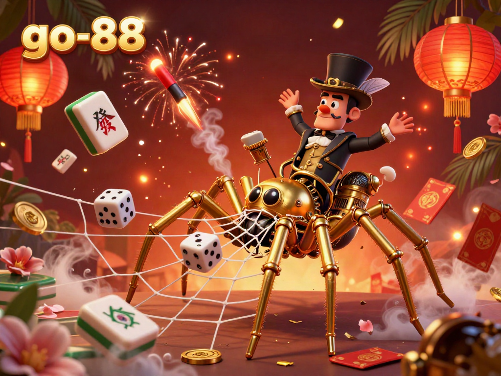 Experience exciting games at go-88 with a charming steampunk spider and playful elements.
