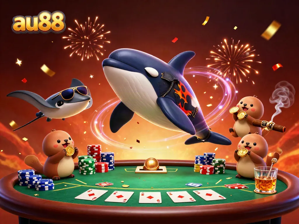 Experience the excitement of au88 with vibrant characters winning big at the poker table.