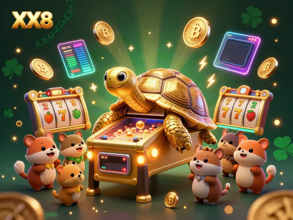 Engage with XX8's thrilling slot game featuring a golden tortoise pinball machine.