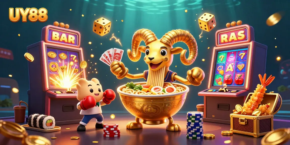 Experience colorful casino excitement with UY88, featuring dynamic casino characters and elements.