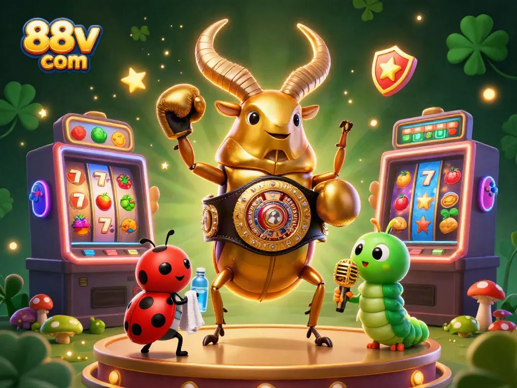 Engage in thrilling slots with 88vv com as a giant stag beetle champions the casino arena.