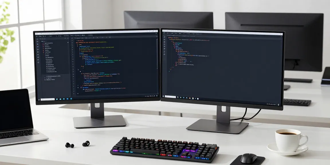 .co.uk domain registration in a modern developer workspace with code on screen, innovative tech tools, and a professional atmosphere.