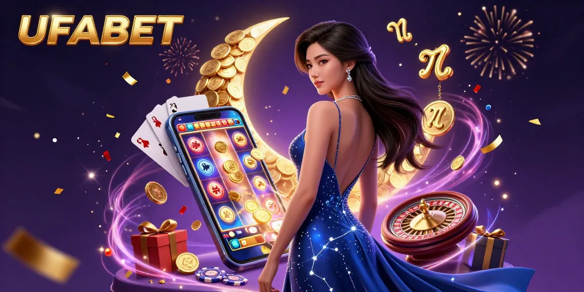 Experience high-stakes gaming at UFABET with vivid slot reels and dazzling casino elements.
