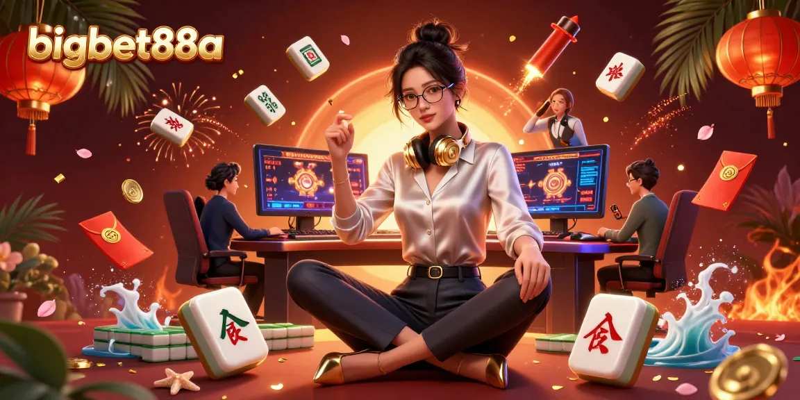 Experience thrilling gameplay at bigbet88a with a professional female gamer at a high-tech casino setup.