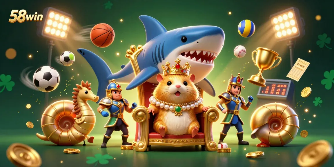 Experience thrilling betting and vibrant gameplay with 58win's dynamic casino scene illustration.