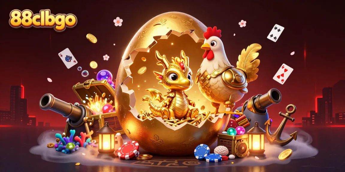 Join the winning fun at 88clbgo with a golden dragon and poker chips, surrounded by casino excitement!