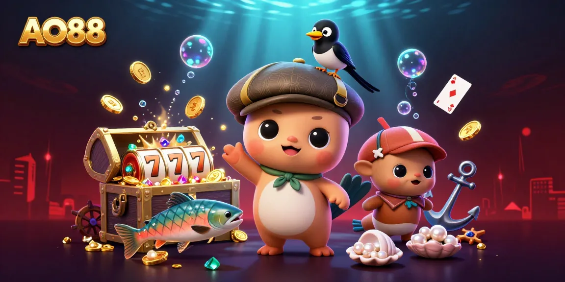 Experience excitement at AO88 with a playful Nessie amidst jackpot slots and underwater treasures.