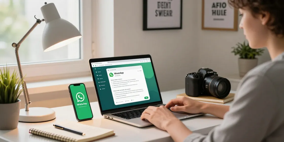 Engaged user interacting with WhatsApp電腦版 on a sleek home office setup.