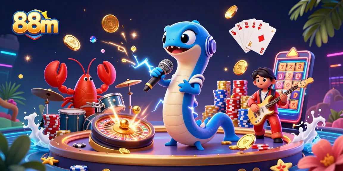 Experience thrilling casino action with 88m's electric eel DJ and vibrant underwater scene, featuring dynamic games.