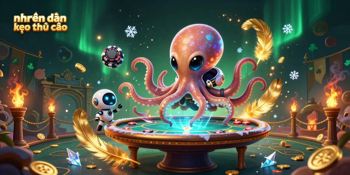 Engage with nhận định kèo nhà cái through an exciting scene featuring an octopus and robot betting in space.