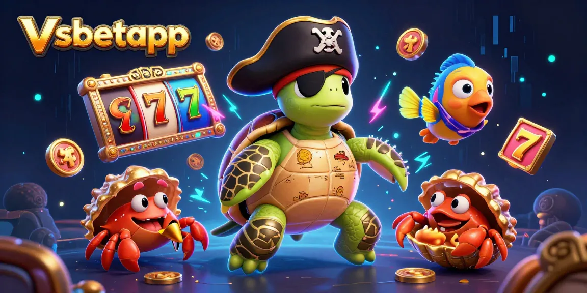 Engage in thrilling gameplay with vibrant vsbetapp visuals featuring a pirate turtle and slot elements.