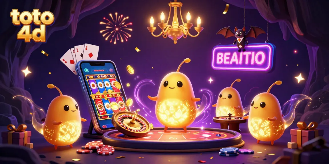 Engage in Toto 4D excitement as glowworms illuminate a vibrant casino scene with glowing tails.