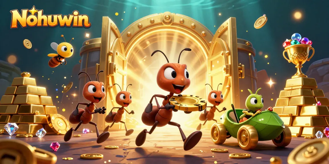 Nohuwin offers thrilling gaming experiences with a cartoon heist featuring oversized poker chips and vibrant treasures.