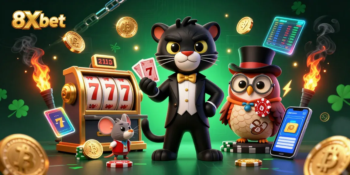 Experience thrilling gameplay at 8Xbet with stylish characters and vibrant casino elements.