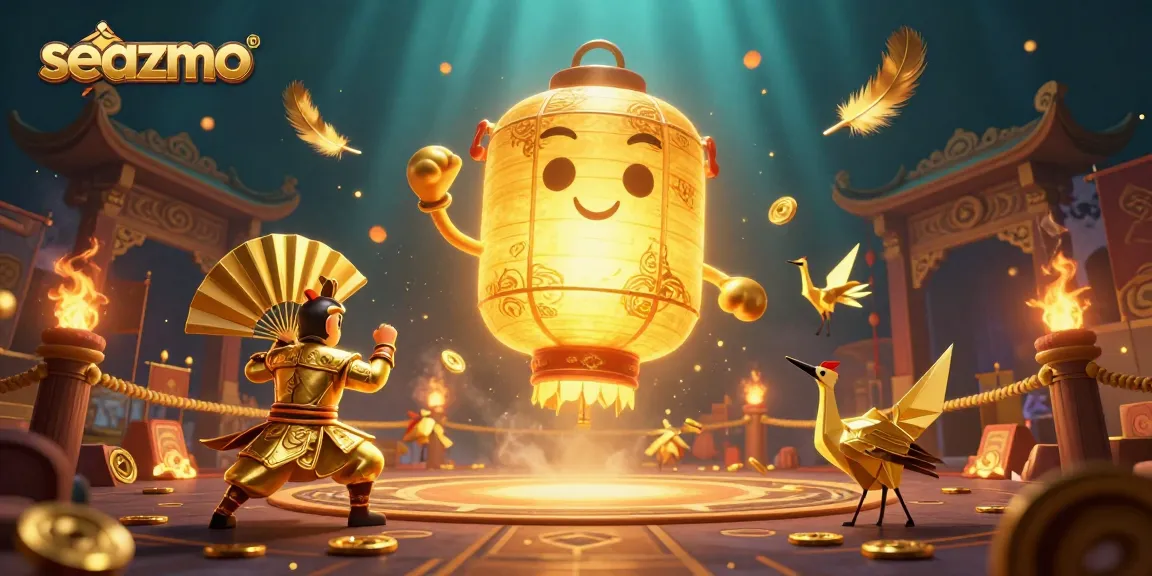 Engage with seazmo's vibrant casino experience featuring animated golden lantern spirit and dynamic gaming elements.